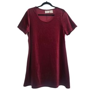 Vintage 90s Velvet Burgandy Dress